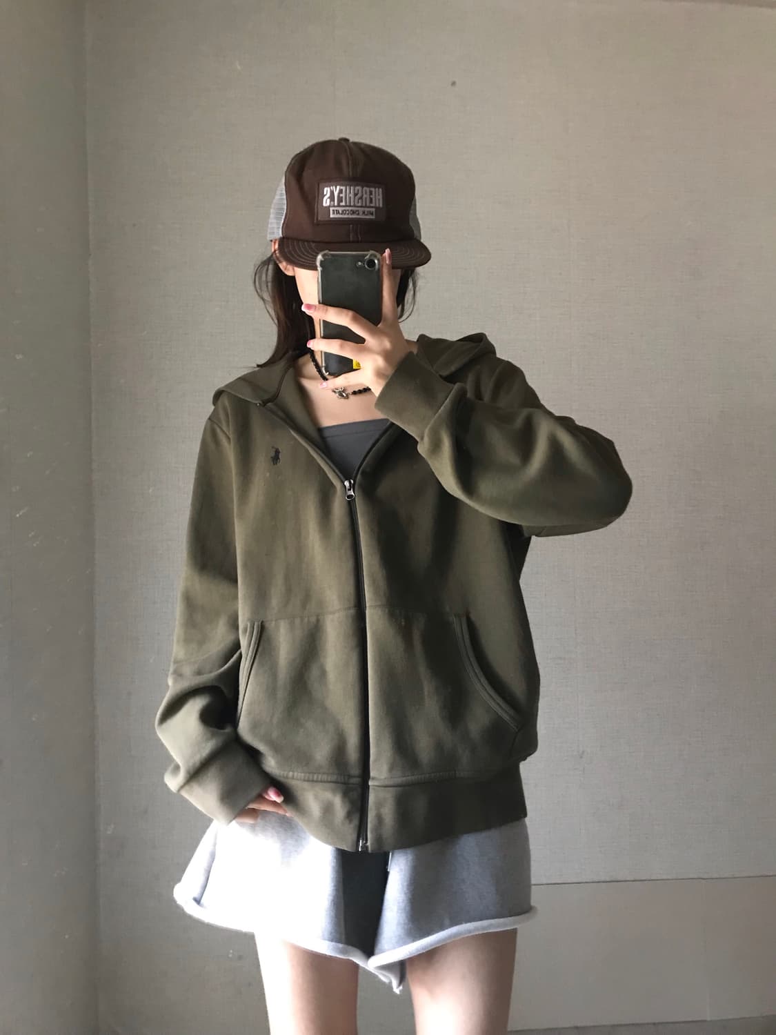 폴로 카키 후드집업 상품이미지2