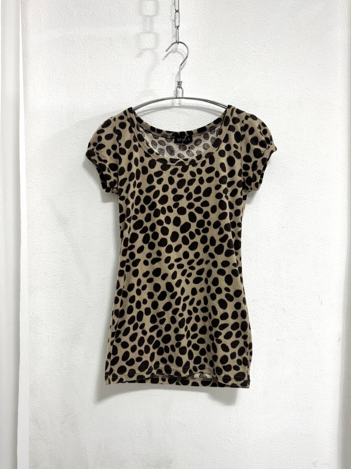 Leopard Puff Sleeve Fitted T-Shirt 상품이미지1