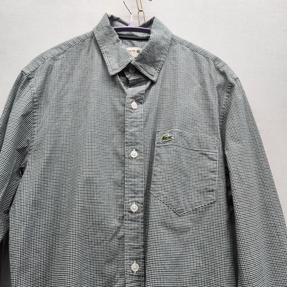 라코스테 깅엄패턴 로고 원포켓 셔츠 S(M) 상품이미지2