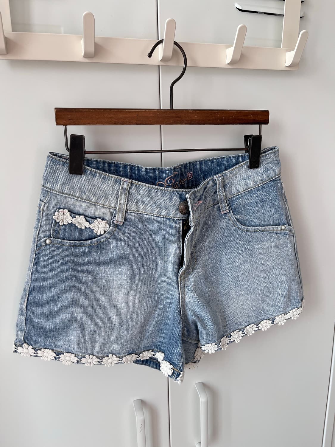 Vintage 꽃자수 레이스 데님 숏팬츠 상품이미지6
