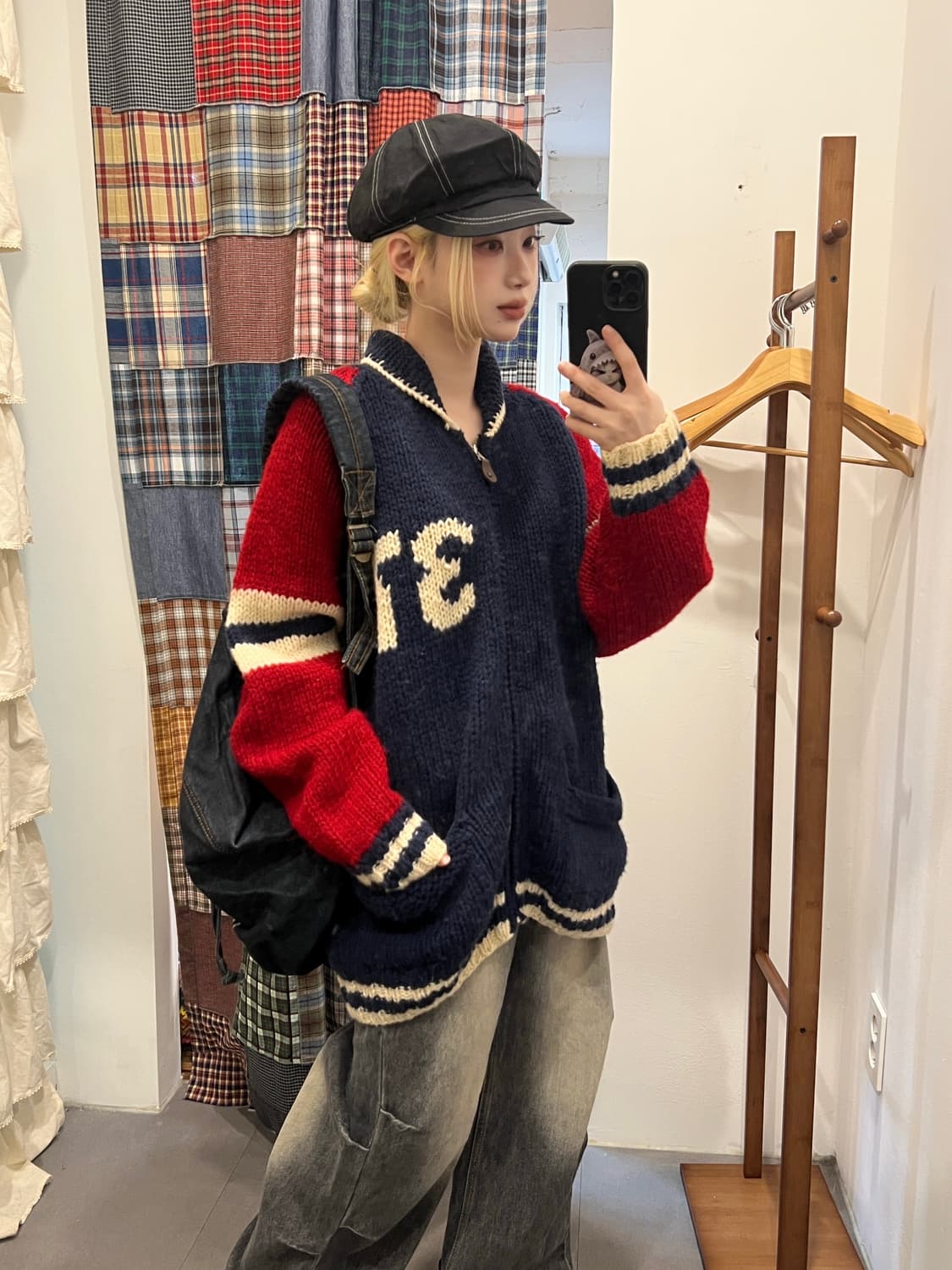 레드 앤 블루 니트 울 집업 상품이미지2