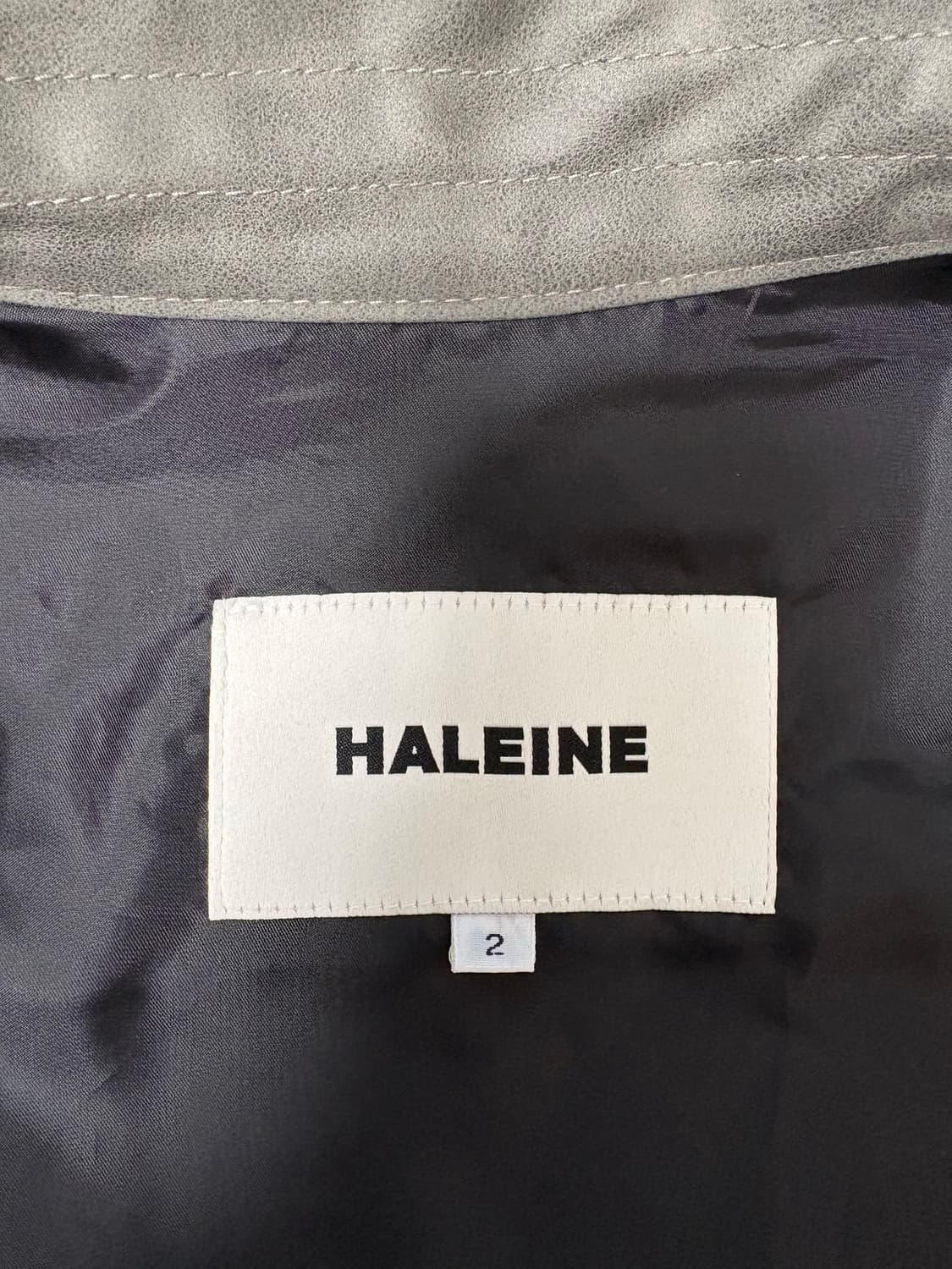 알렌느 바이커 디테일 스크랩 포우 레더 3D 블루종 그레이 상품이미지5