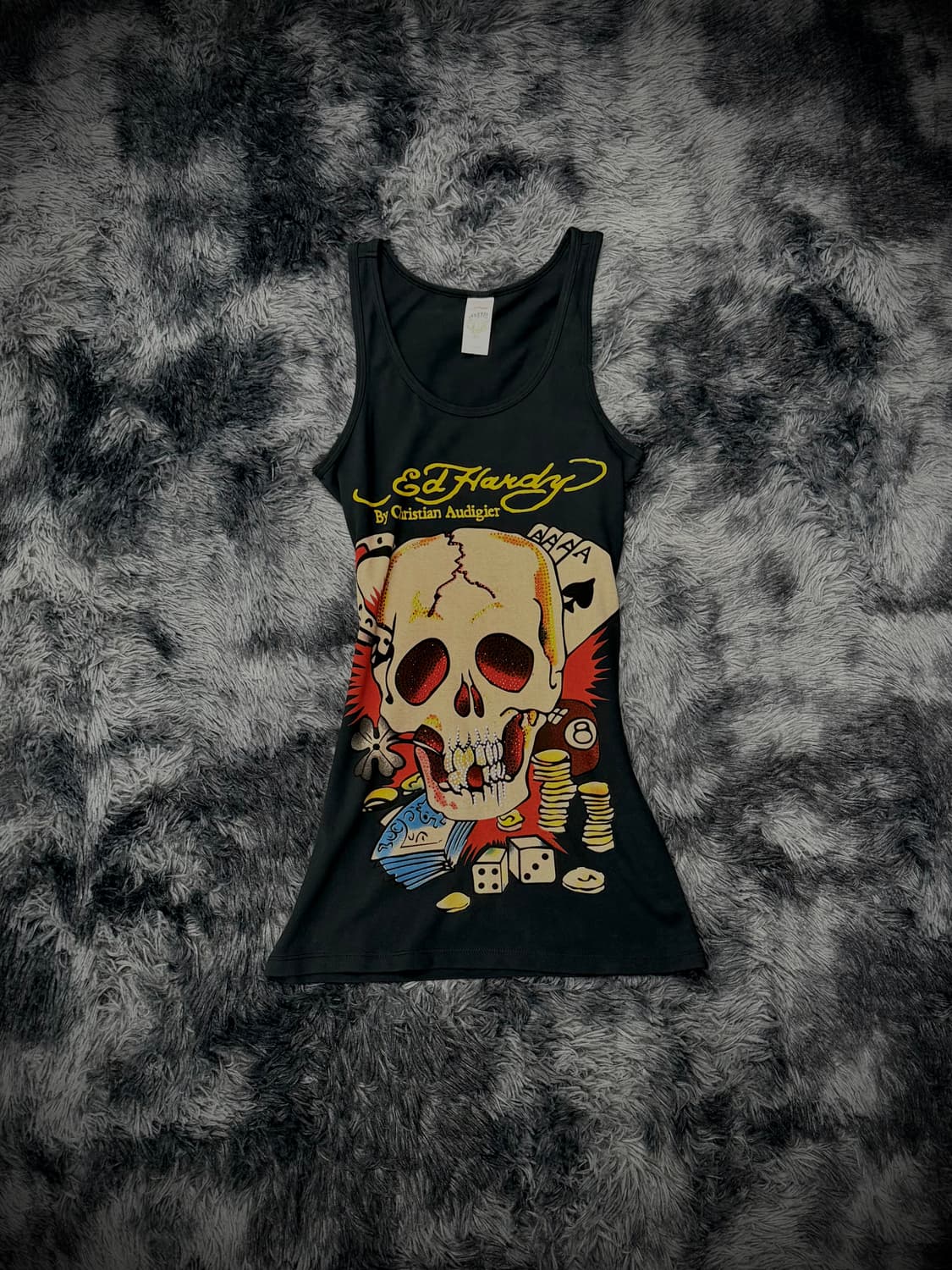 Ed Hardy 스컬 큐빅 블랙 슬리브리스 상품이미지1