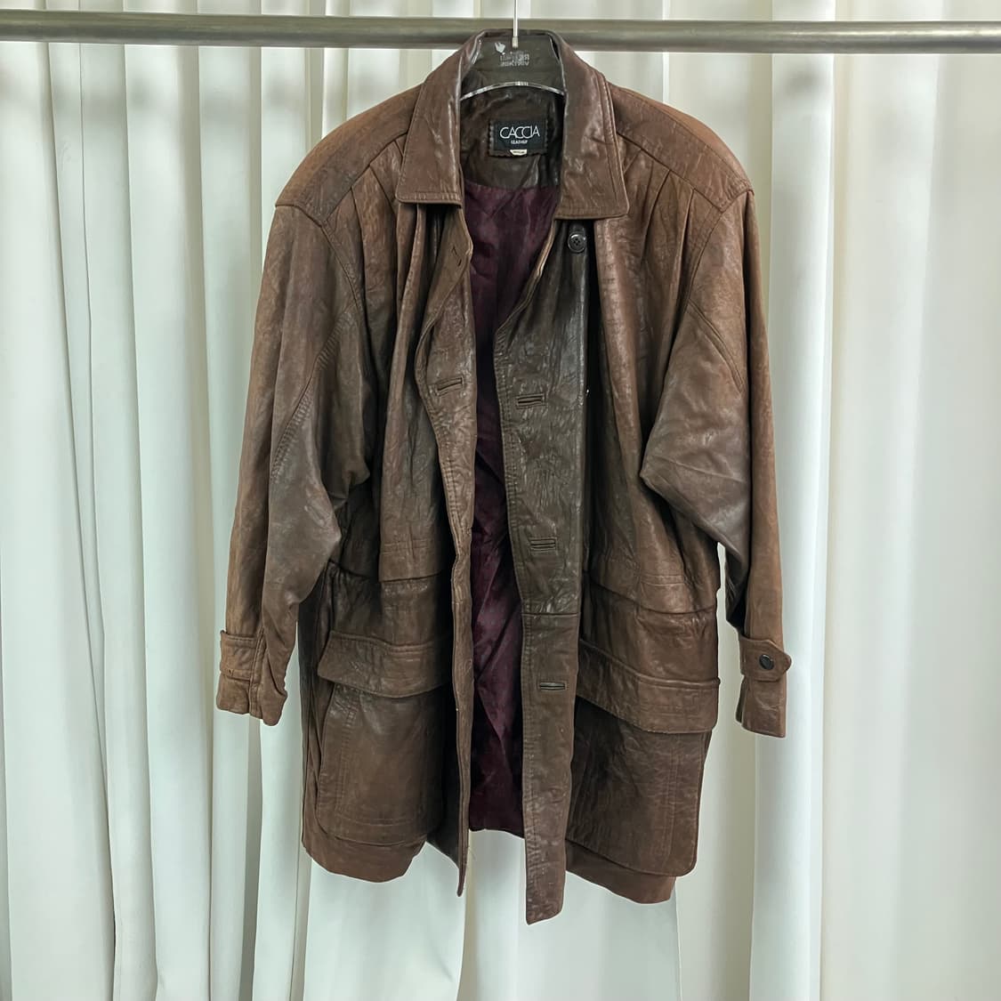 VTG 빈티지 브라운 양가죽 하프 코트 M 상품이미지1