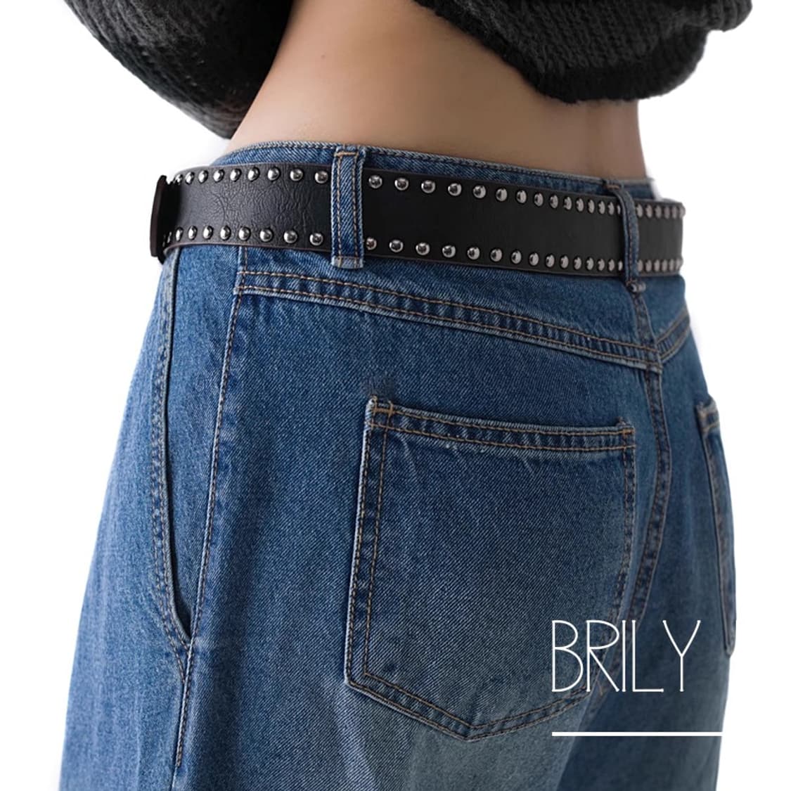 [Unisex] GOA 더블 아일렛 스터드 y2k 레트로 가죽 벨트 상품이미지3