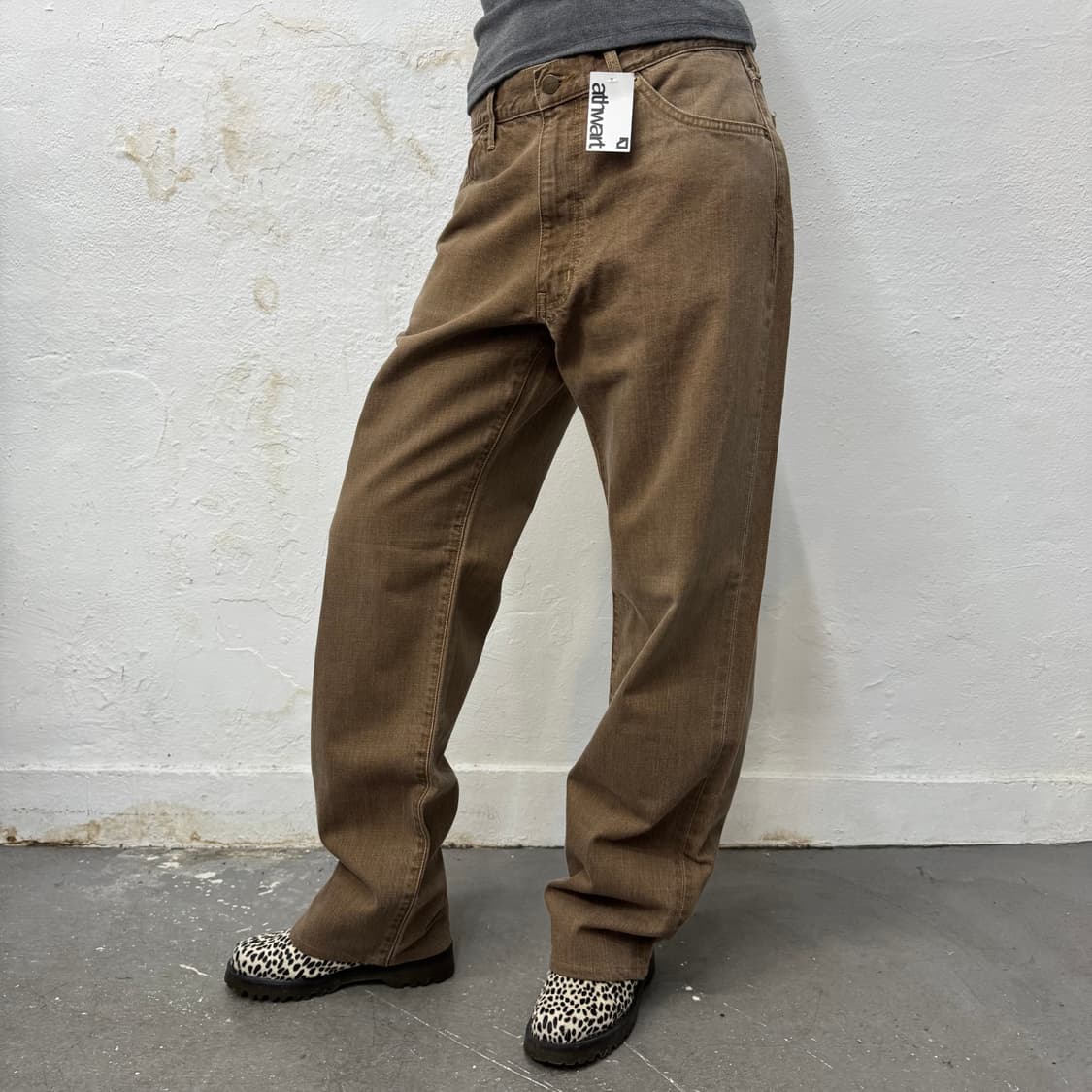 랭글러(wrangler) 344 베이지 워시드 스트레이트 데님 팬츠 상품이미지2