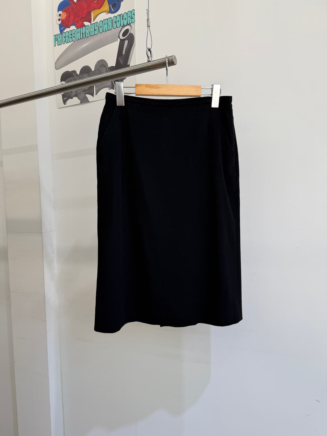 MAX MARA (Made in Italy) 울 블랙 미디 스커트  상품이미지1
