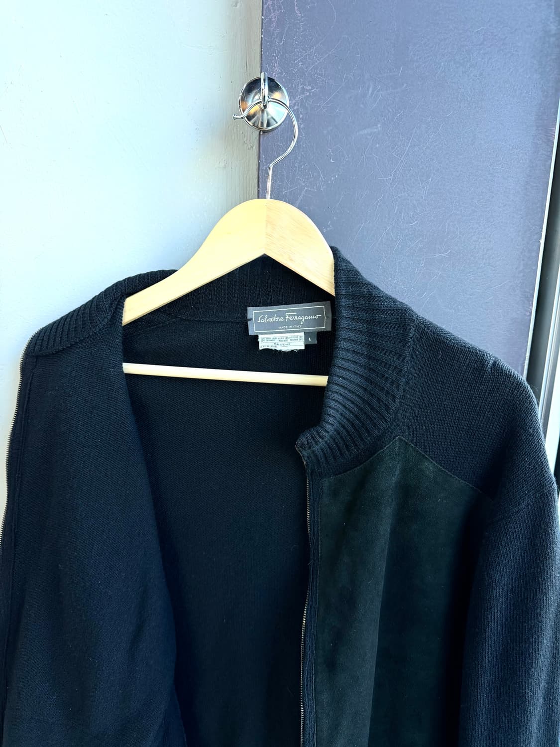 .L/ 페라가모 스웨이드 캐시미어 니트 집업 상품이미지8