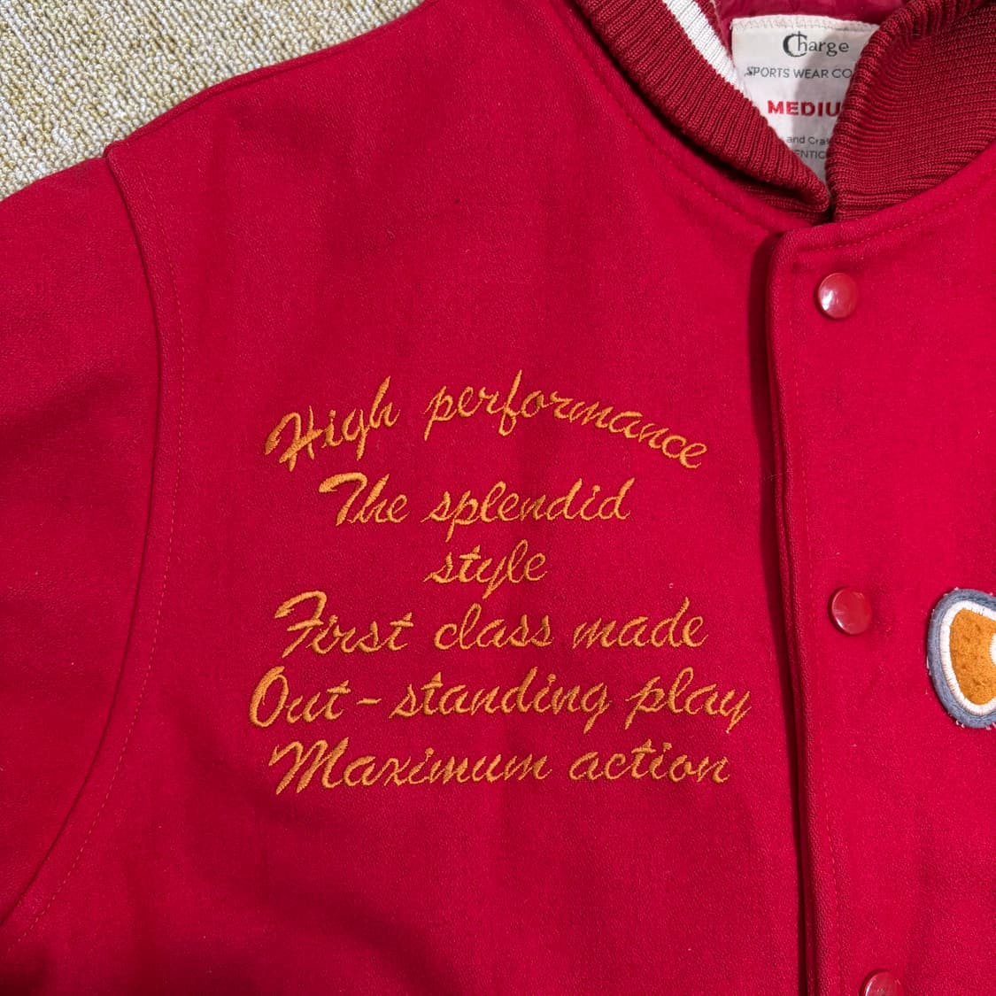 90s 미제 레드 바시티 점퍼(M) 상품이미지5