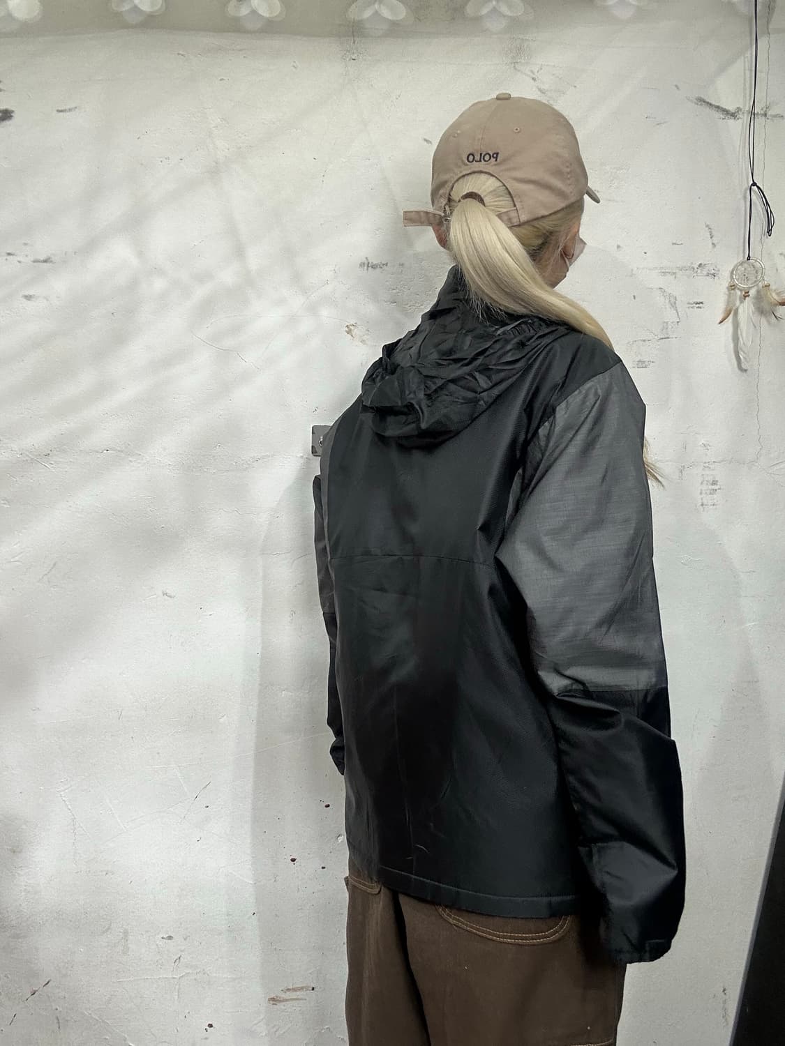 푸마 올드스쿨 블랙 그레이 배색 오버핏 바람막이 자켓 S 상품이미지3