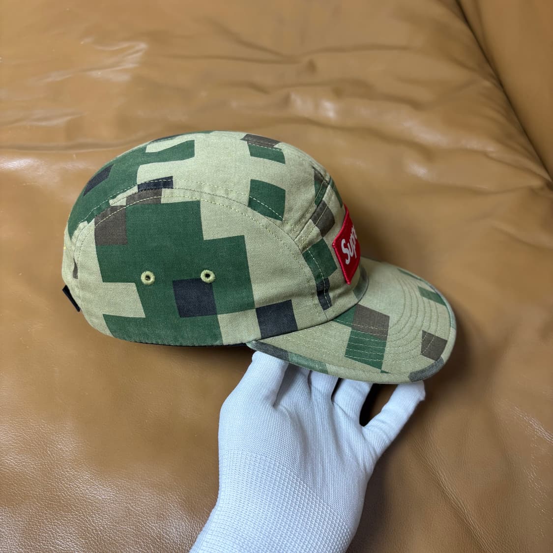 슈프림 캠프캡 모자 박스로고 밀리터리 카모 올리브 카키 상품이미지3