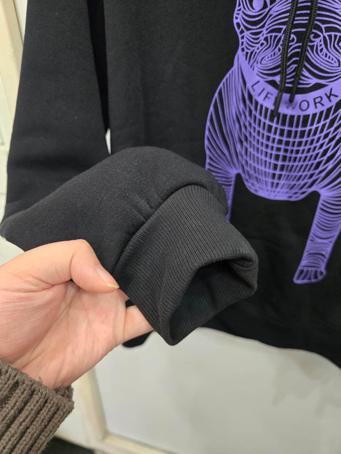 100,L)) LIFE WORK 라이프워크 기모 후드티셔츠! 보라색포인트 상품이미지3