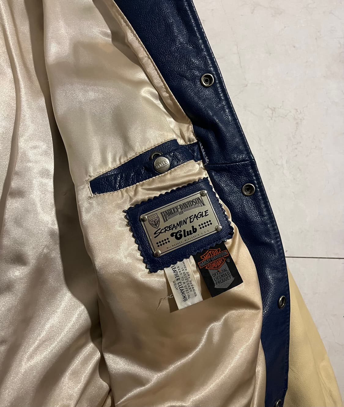 할리데이비슨 리얼 레더 블루 바시티 자켓 L 상품이미지9