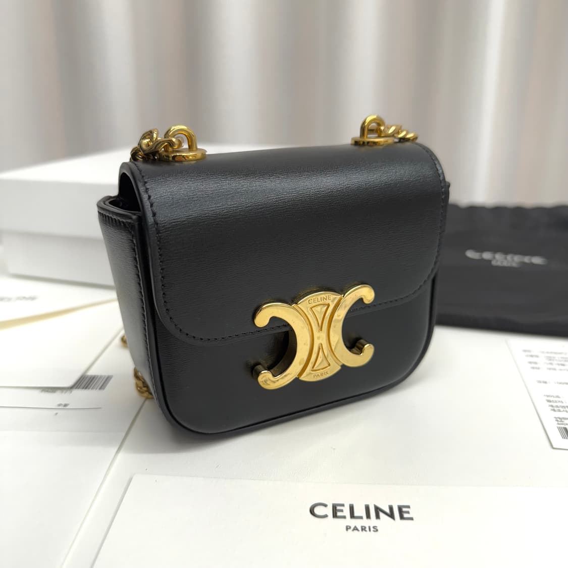 [풀박스] 셀린느 미니 클로드 체인 크로스백 블랙 상품이미지4