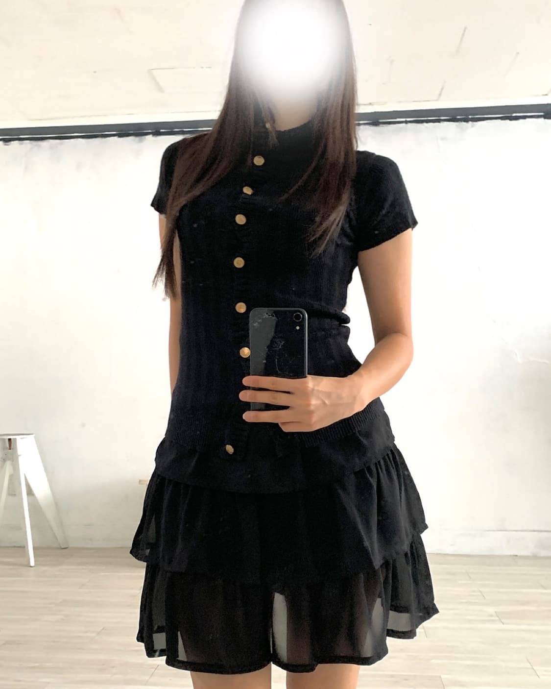 Black casual turtleneck knit top 상품이미지4