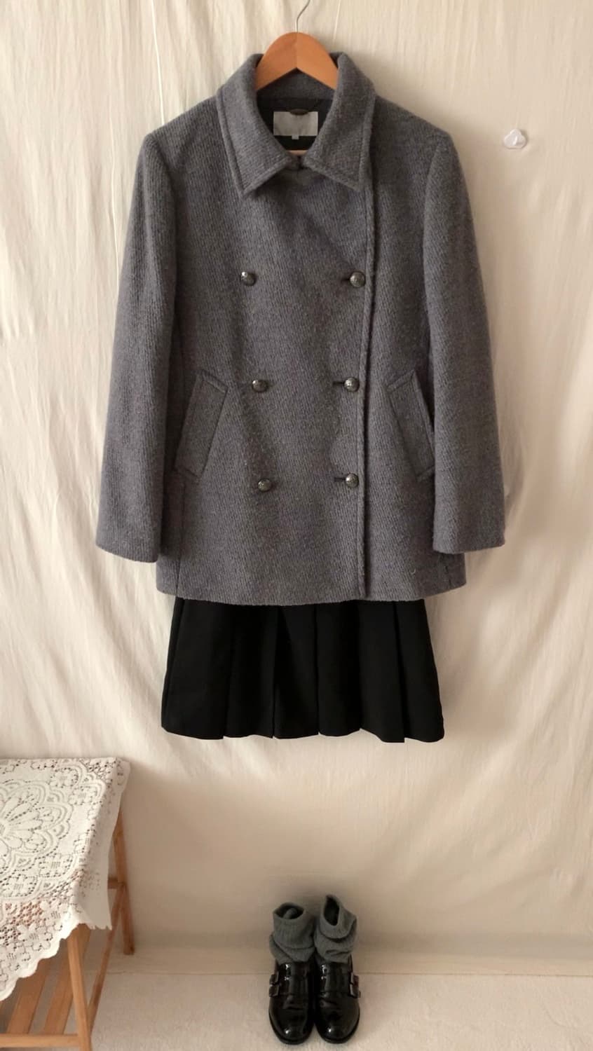 그레이 포멀 더블 코트 상품이미지1