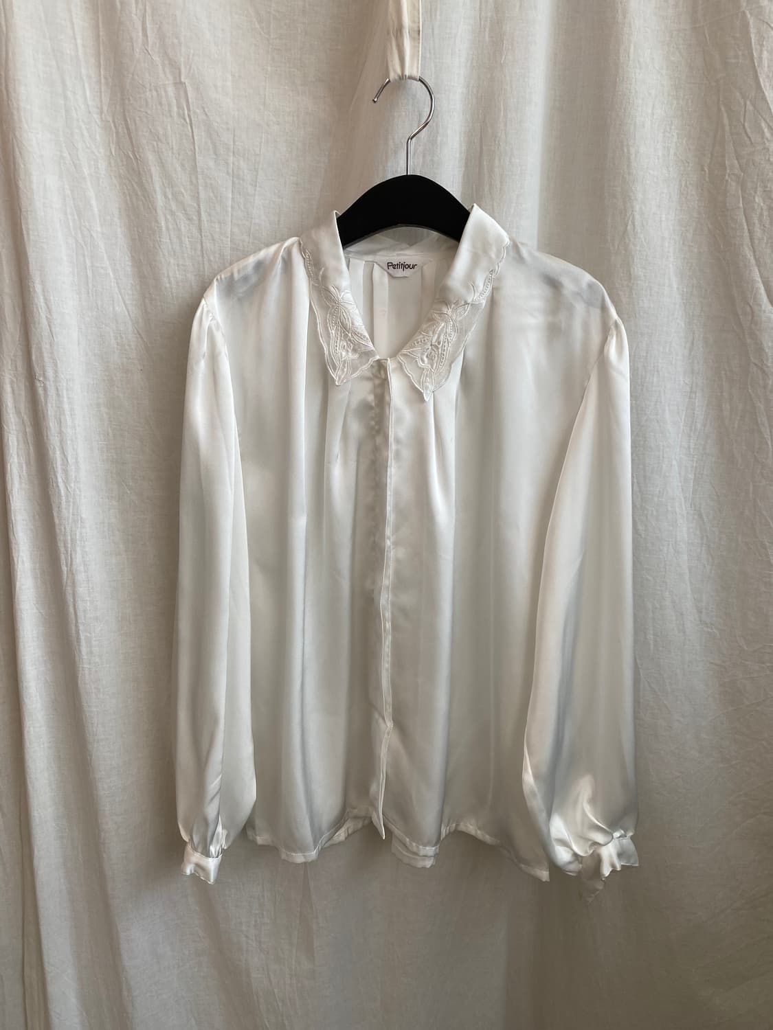 빈티지 화이트 실크블라우스(M-L) 상품이미지1