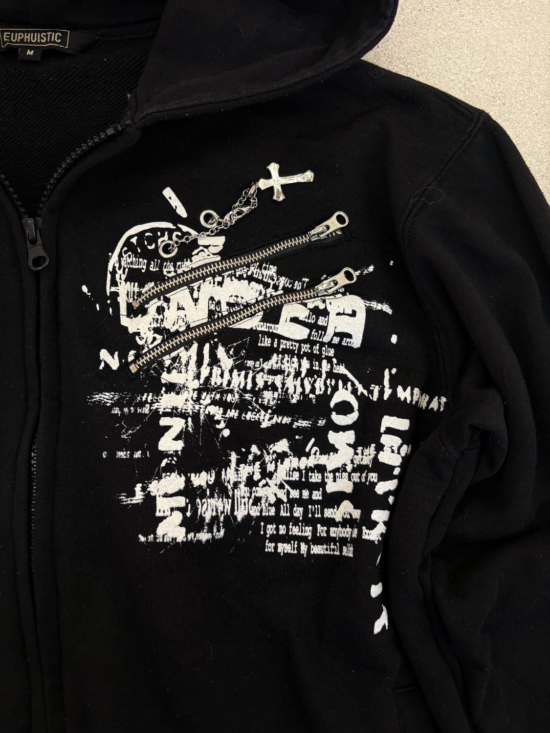 블랙 y2k 레터링 후드집업 상품이미지3