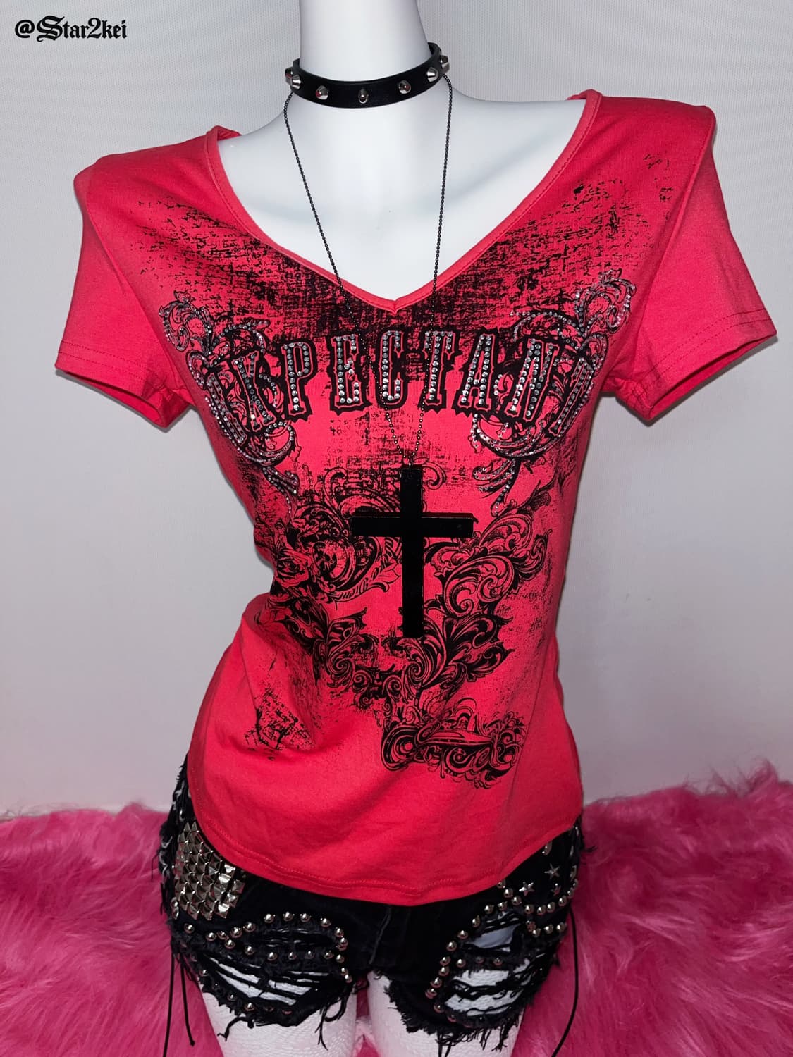 그런지 펑크 그래픽 큐빅 슬림핏 반팔티 상품이미지3