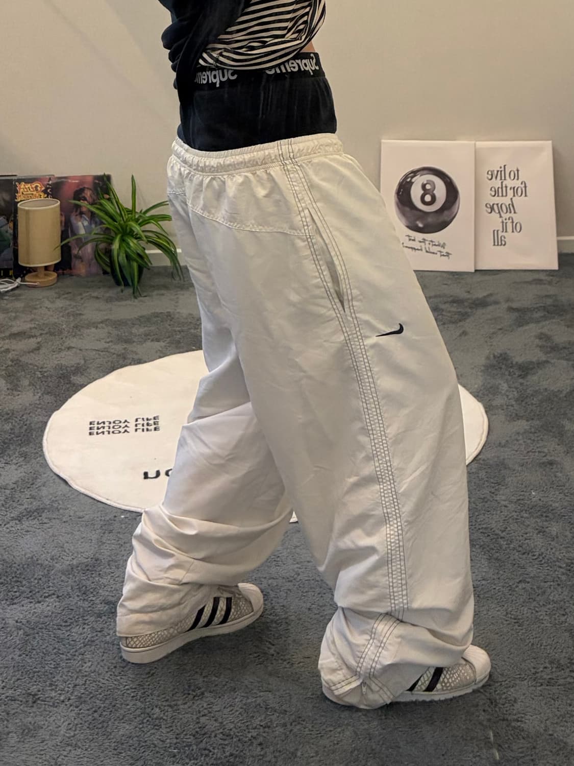 90s NIKE 올드스쿨 유벤투스 화이트 스티치 트랙팬츠 상품이미지3