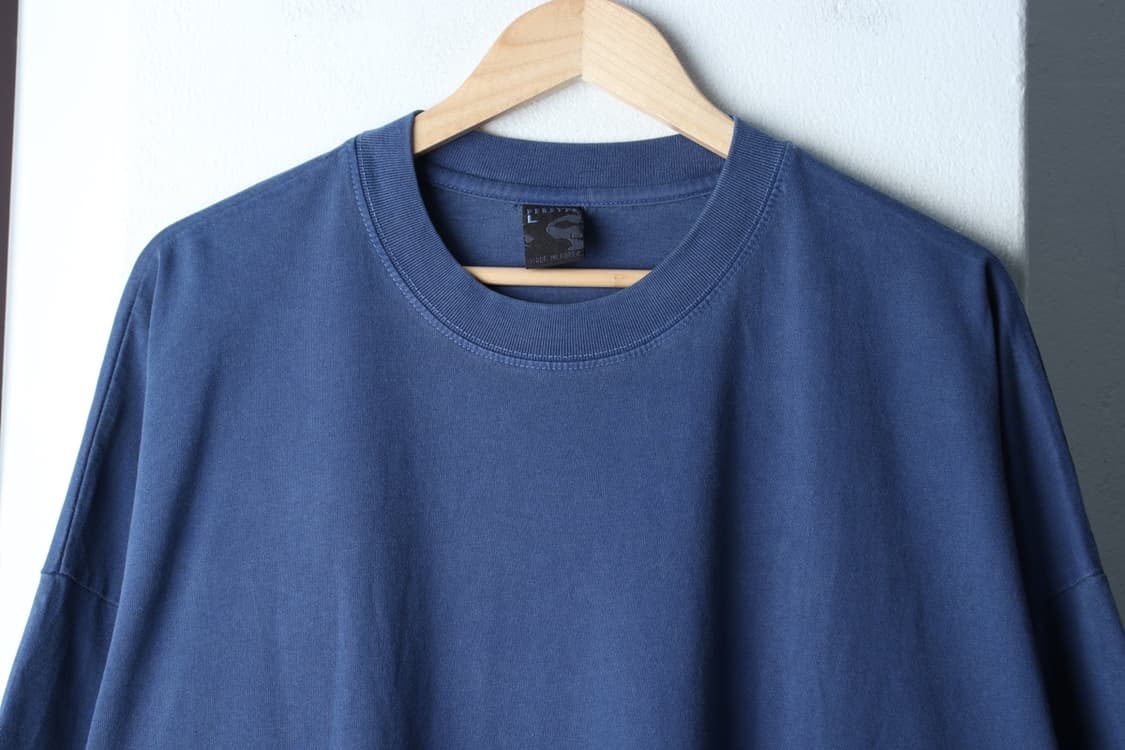 (L-2XL) 퍼스텝 반팔 티셔츠 오버핏 피그먼트 블루 무지-H32445 상품이미지3