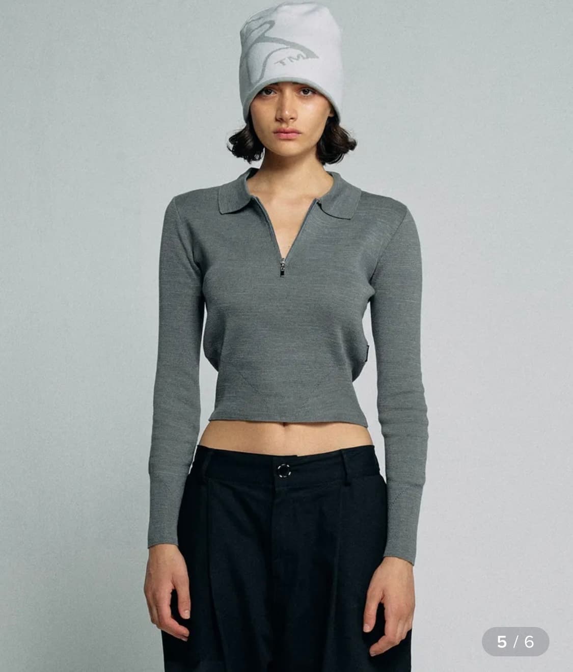 스컬프터 Collared Crop Knit Top 그레이 상품이미지1