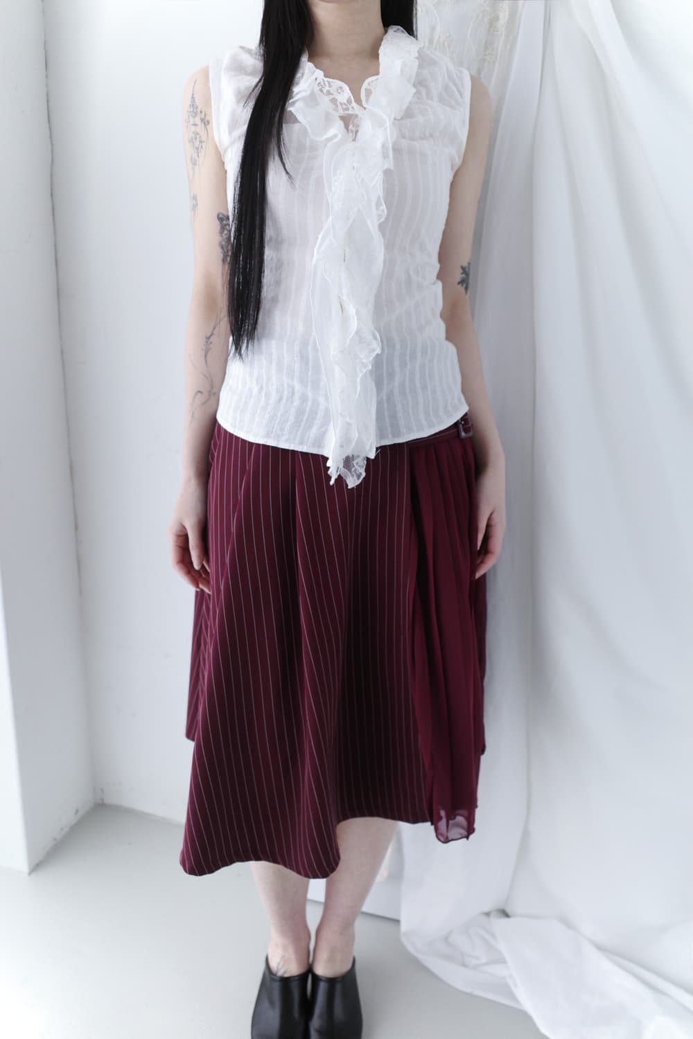 axes femme) buckle pleats stripe skirt 상품이미지7