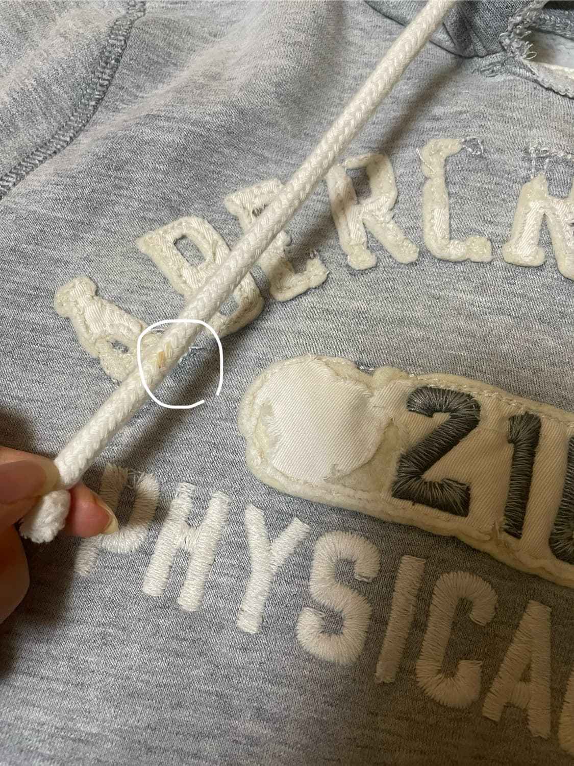 y2k 대장 아베크롬비 기모 데미지 후드 후드티 그레이 남성 S 머슬핏 상품이미지8