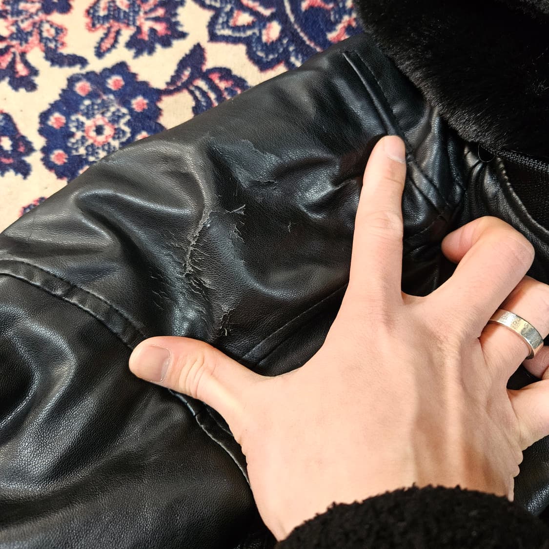 자라(ZARA) 리버시블 에코퍼 가죽 자켓 L size 상품이미지7