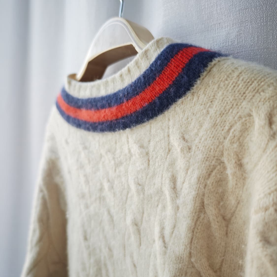 폴로 랄프로렌 캐시미어 100% 크리켓 니트 아이보리 M 상품이미지6