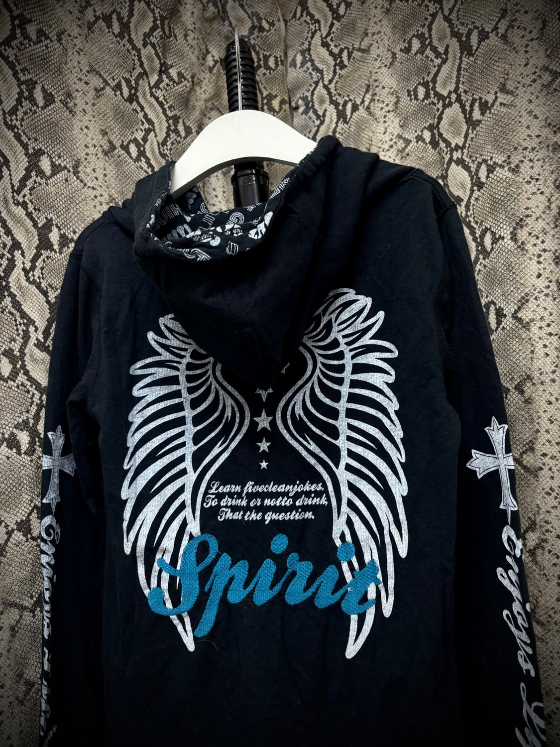 [00‘s] Wings&Cross Print Hoodie Sleeve 상품이미지5