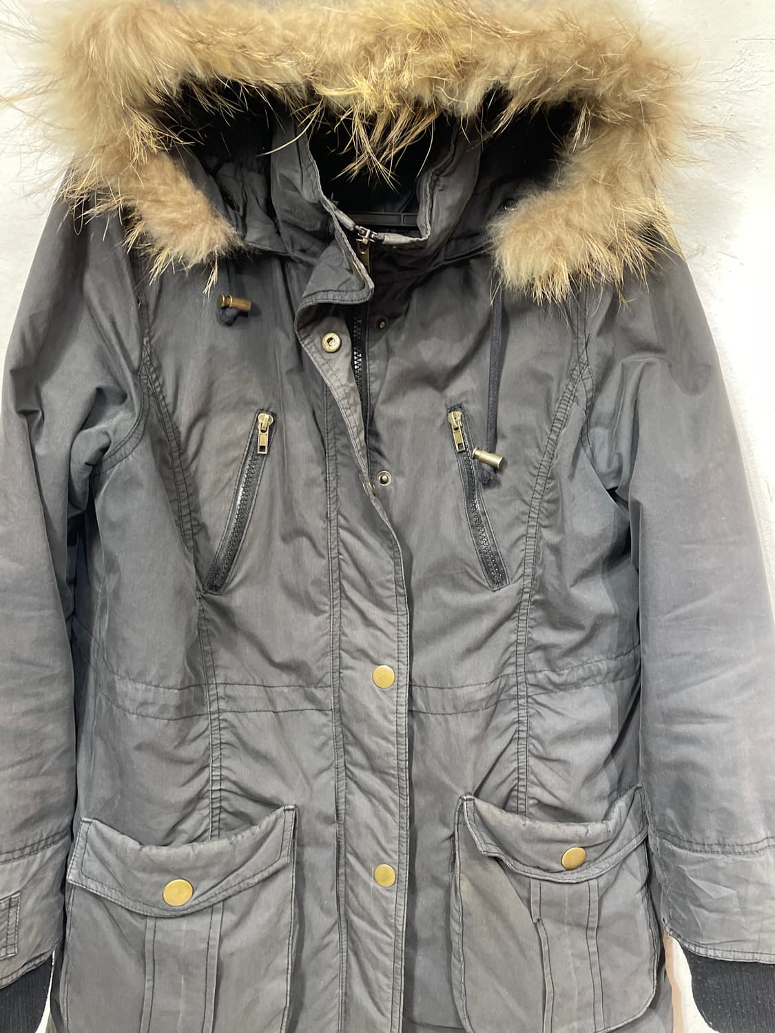 일본빈티지 COLZA 울프죠 퍼 후드 야상 개파카 자켓 M 상품이미지7