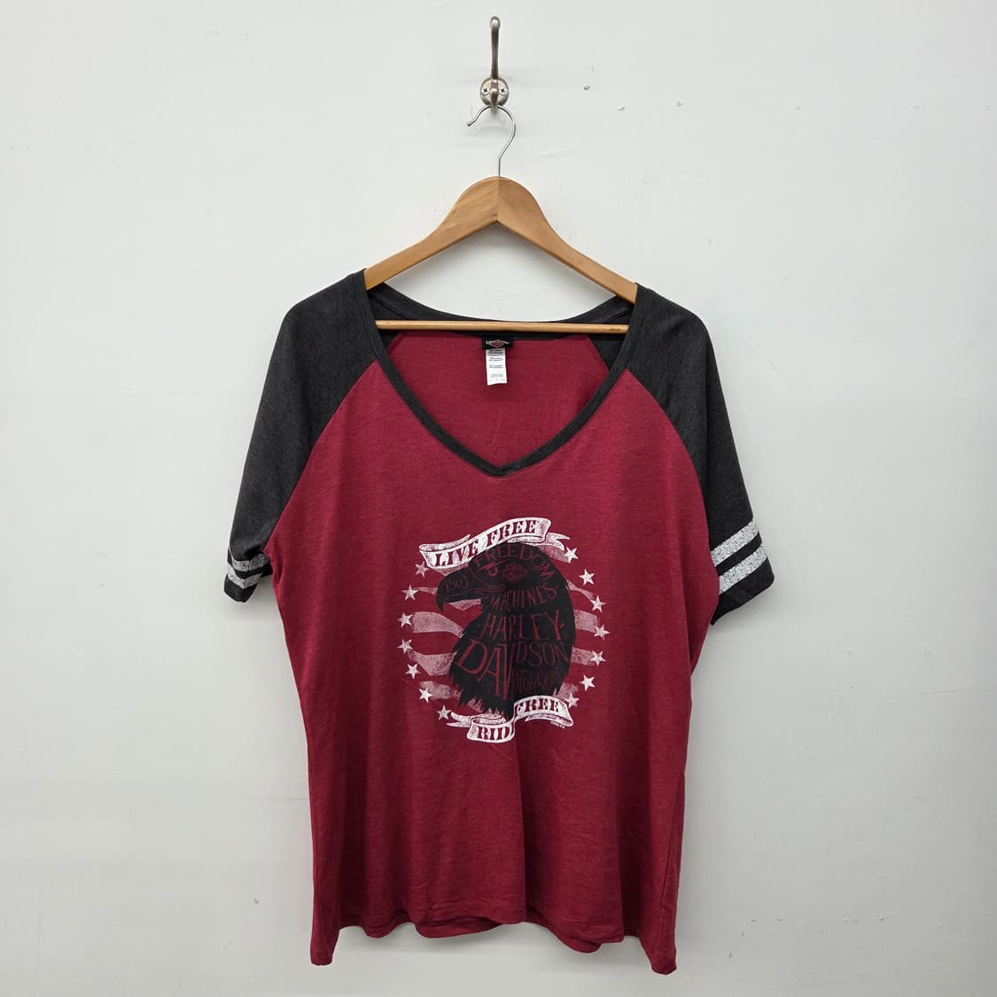할리데이비슨 티셔츠 버건디 여성XL 상품이미지1