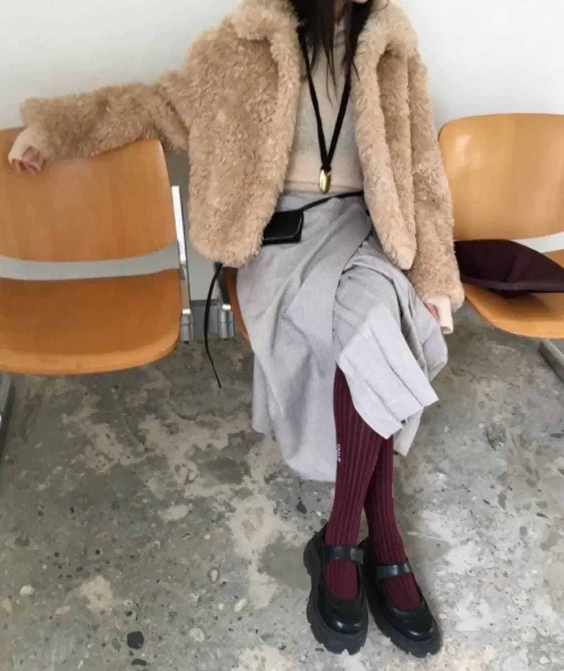 (W) HG WOOL TIGTS (BURGUN) 옴므걸스 버건디 레깅스 상품이미지3