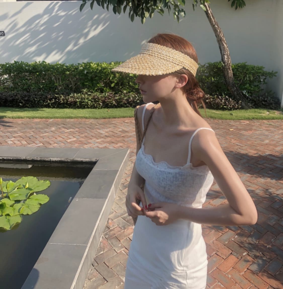 다크로맨스 스트랩 프렌치 카미, 레이스 나시, 레이스 슬리브리스 상품이미지3