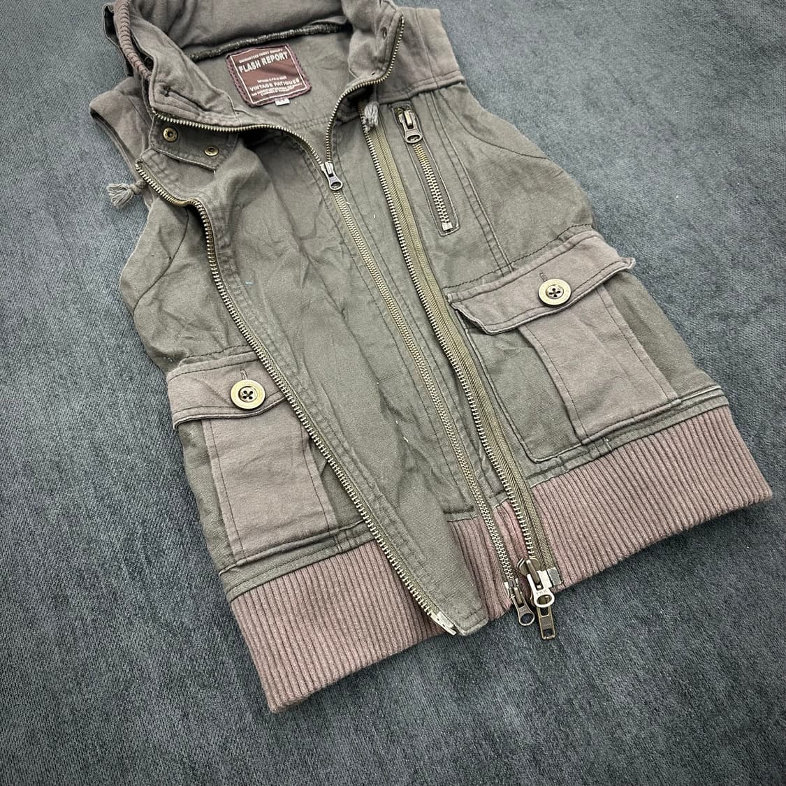 Bono khaki layerd zip vest“ 상품이미지4