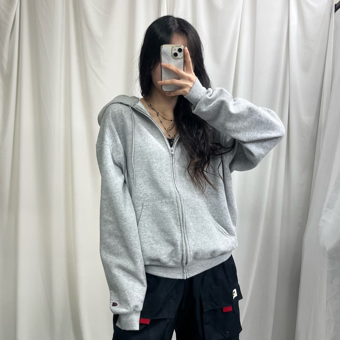 Champion gray hood zip-up 상품이미지1