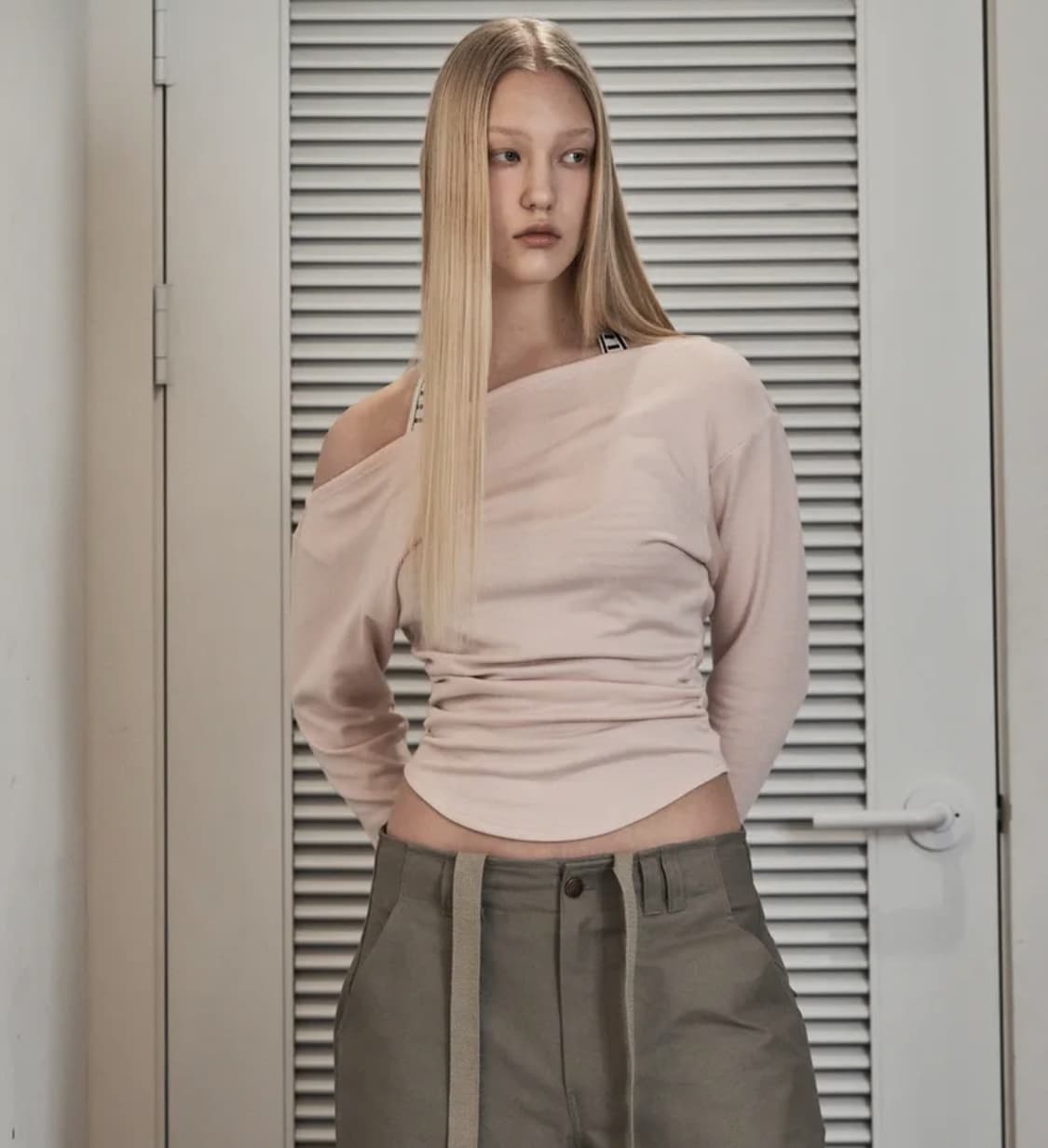 Amy Unbal Shirring Top (Baby Pink) 상품이미지1