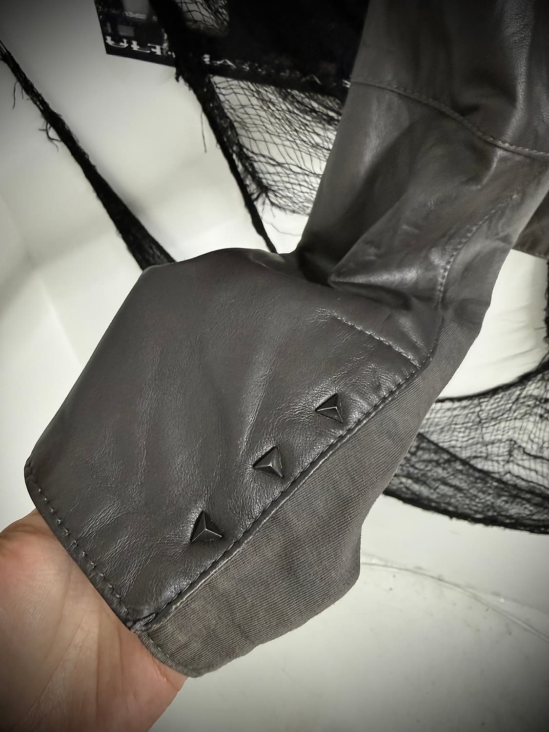 Studs detail real leather jacket 상품이미지8