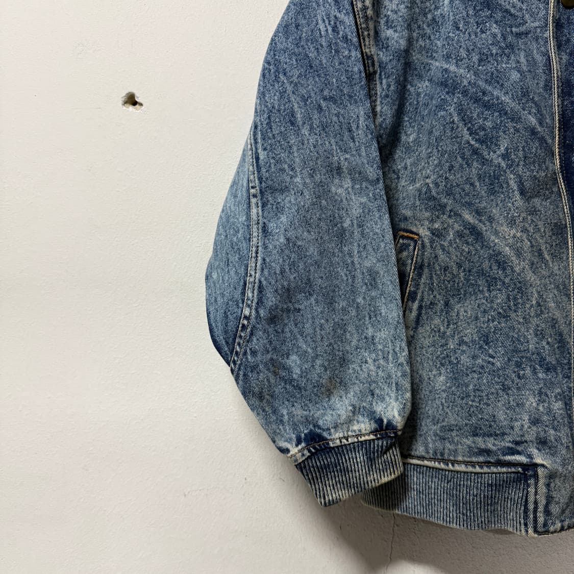 VTG 빈티지 워싱 디테일 데님 집업 크롭 Ma-1 스타일 바시티 자켓 상품이미지4