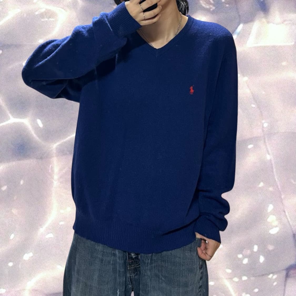 폴로 랄프로렌 램스울 브이넥 니트 네이비 XL 상품이미지2