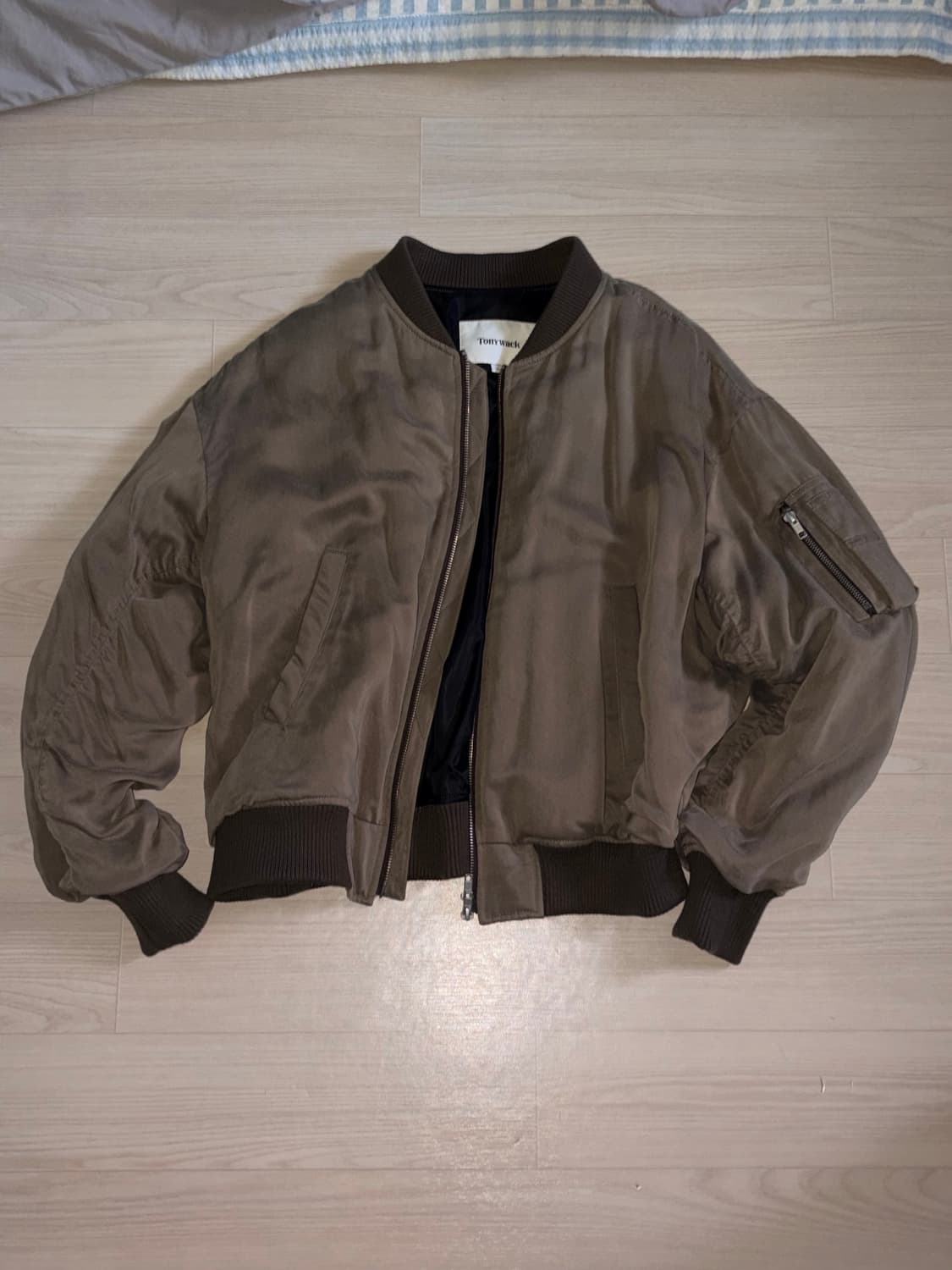 토니웩 레이온 트윌 봄버 자켓 세이지 L 상품이미지2