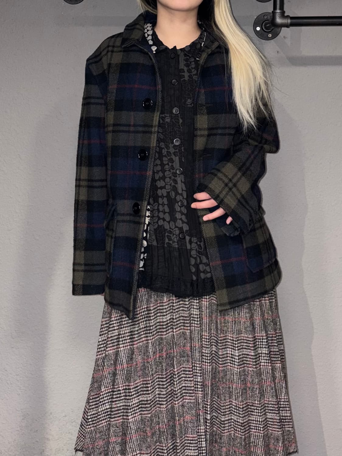 JohnsonWoolenMill 체크 모직 자켓 상품이미지2