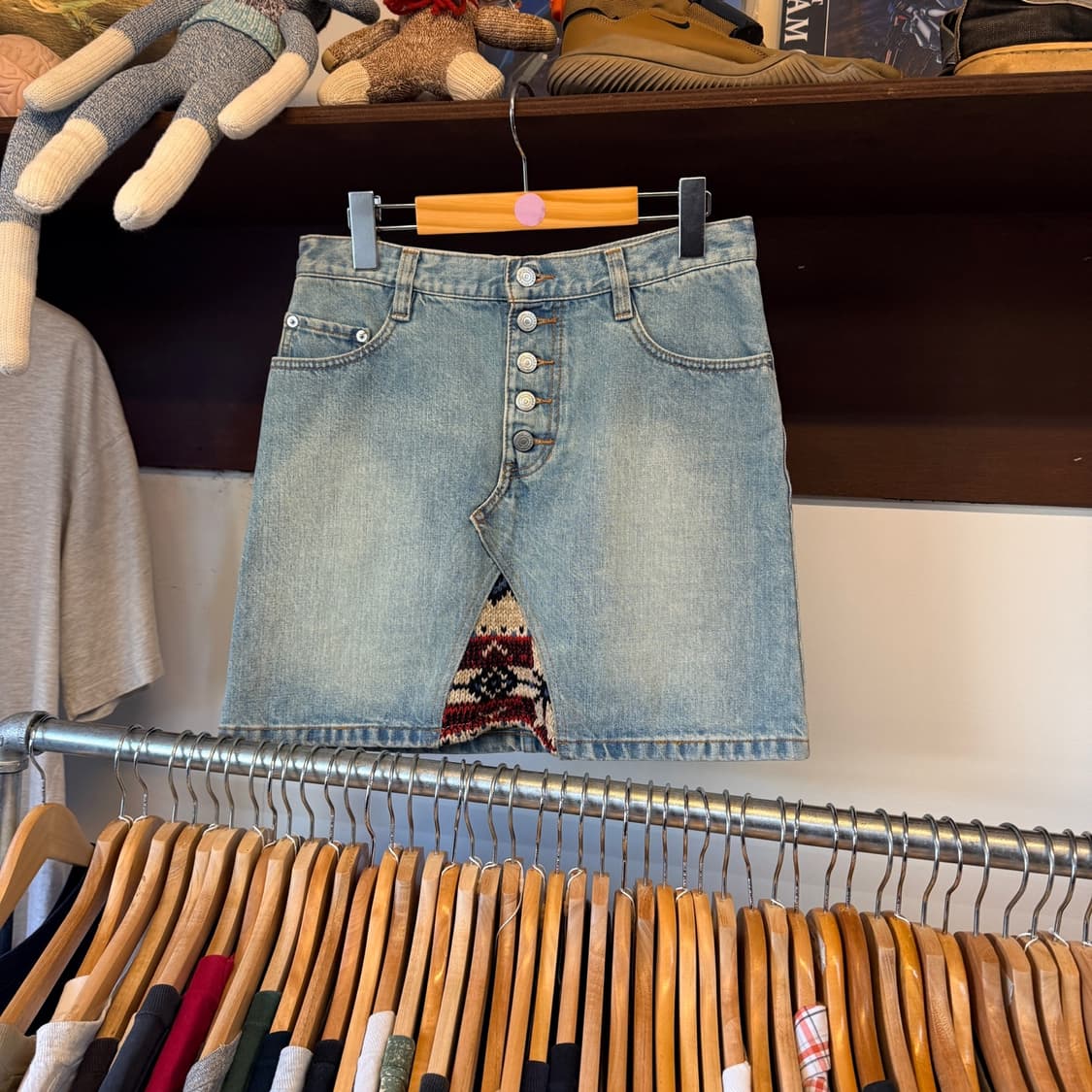 SUNAO KUWAHARA 데님 에스닉 니트 포인트 스커트 상품이미지2