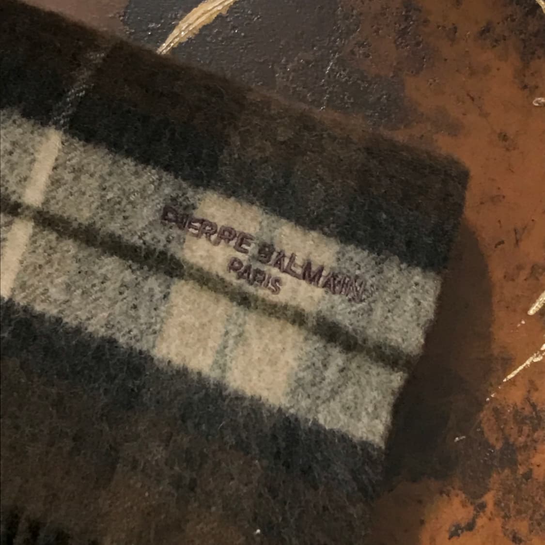 Japan 피에르 발망 브라운 톤 울 머플러 남녀공용  상품이미지2