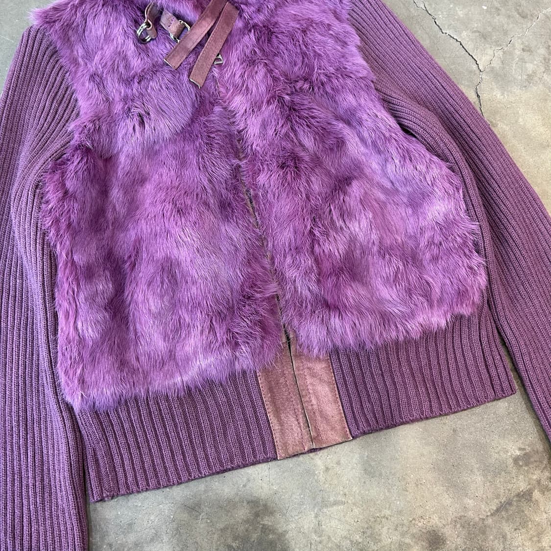 레빗퍼 퍼플 니트 집업 상품이미지3