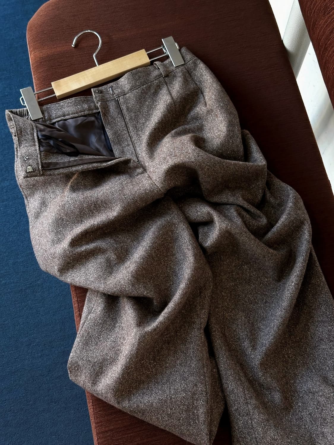 Wool tweed fabric wide straight trousers 상품이미지1