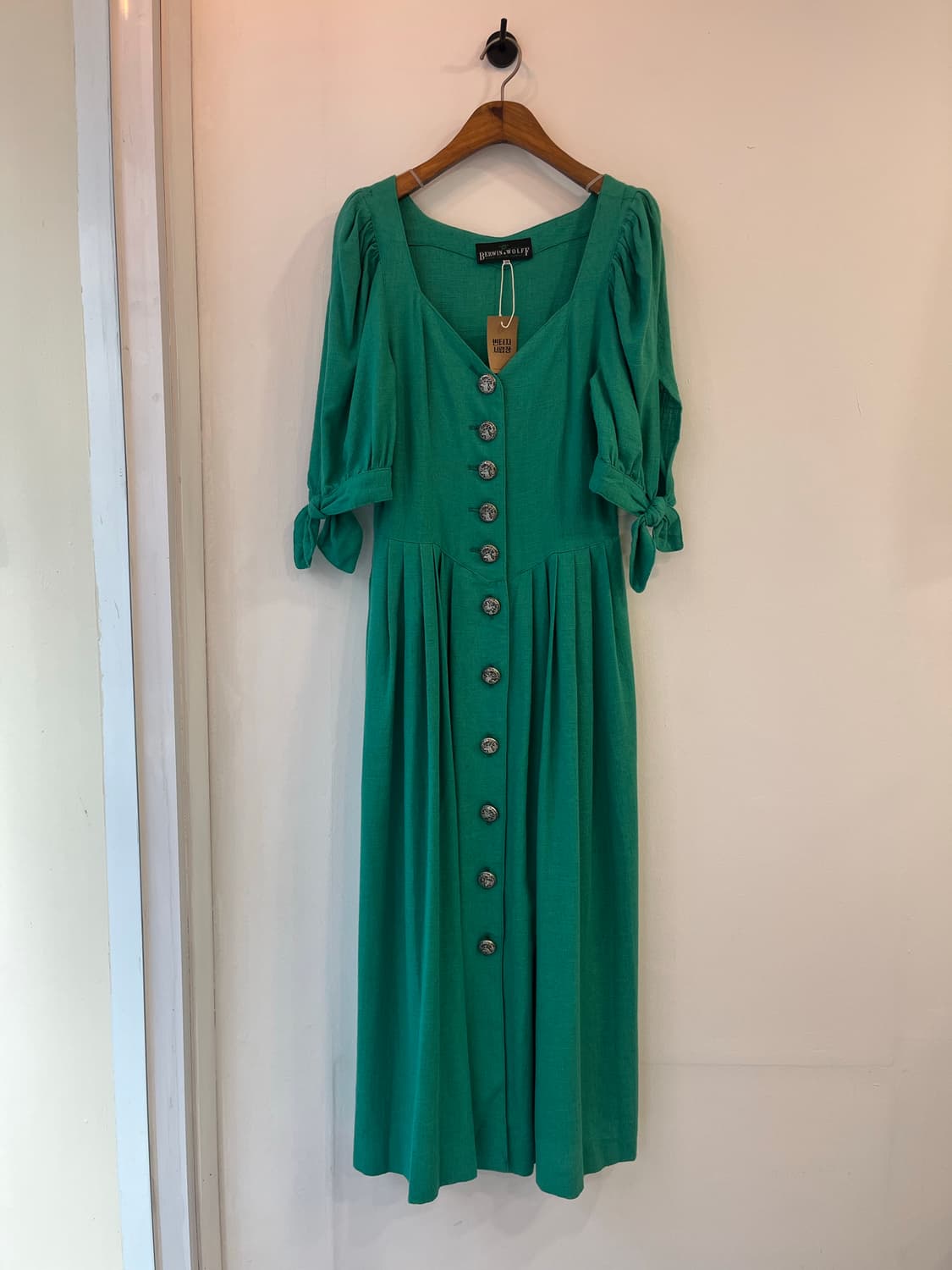 [희귀/유럽빈티지]  그린 린넨 혼방 빈티지 원피스 상품이미지1