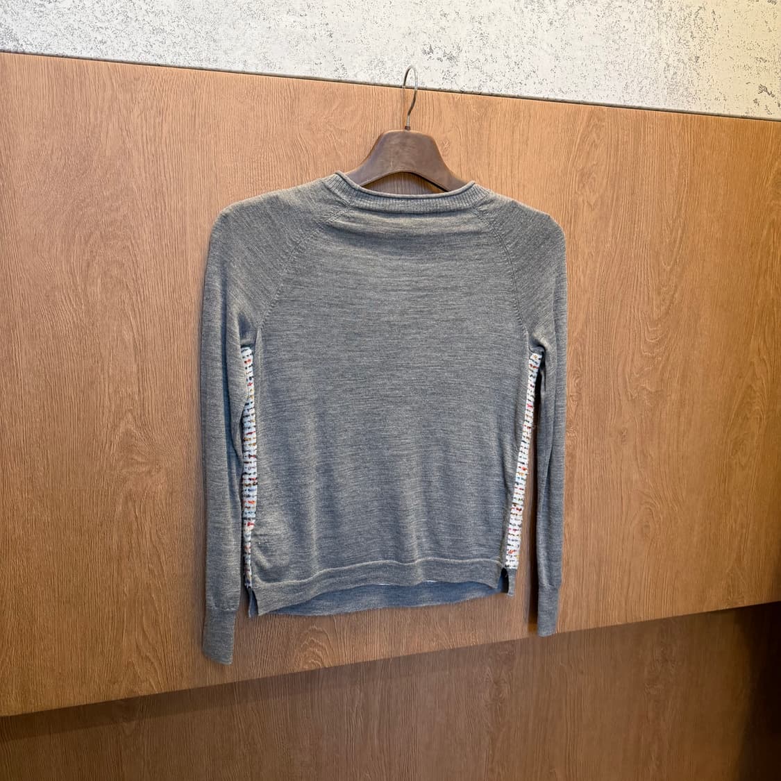 빈티지 롱슬리브 니트 부클 아이보리 트위드 배색 슬리브 포켓 그레이 상품이미지2