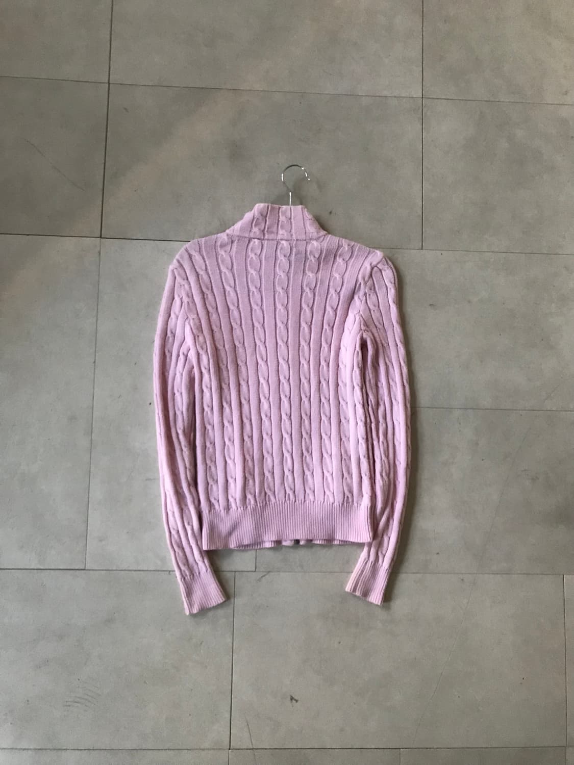 폴로 연핑크 케이블 니트집업 상품이미지10